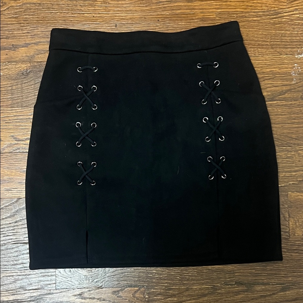 Source Unknown Black Lace-Up Pencil Skirt